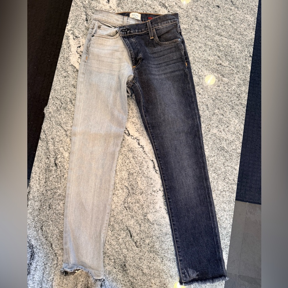 Alice + Olivia Two-Tone Skinny Jeans in Light Wash and Dark Wash, Size 24